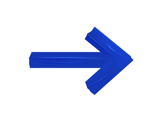 Blue sticky tape arrow on white background realistic vector illustration