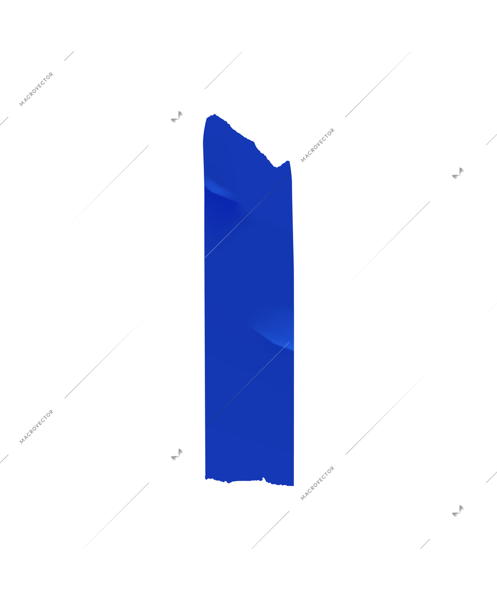 Small vertical piece of blue masking tape realistic vector illustration