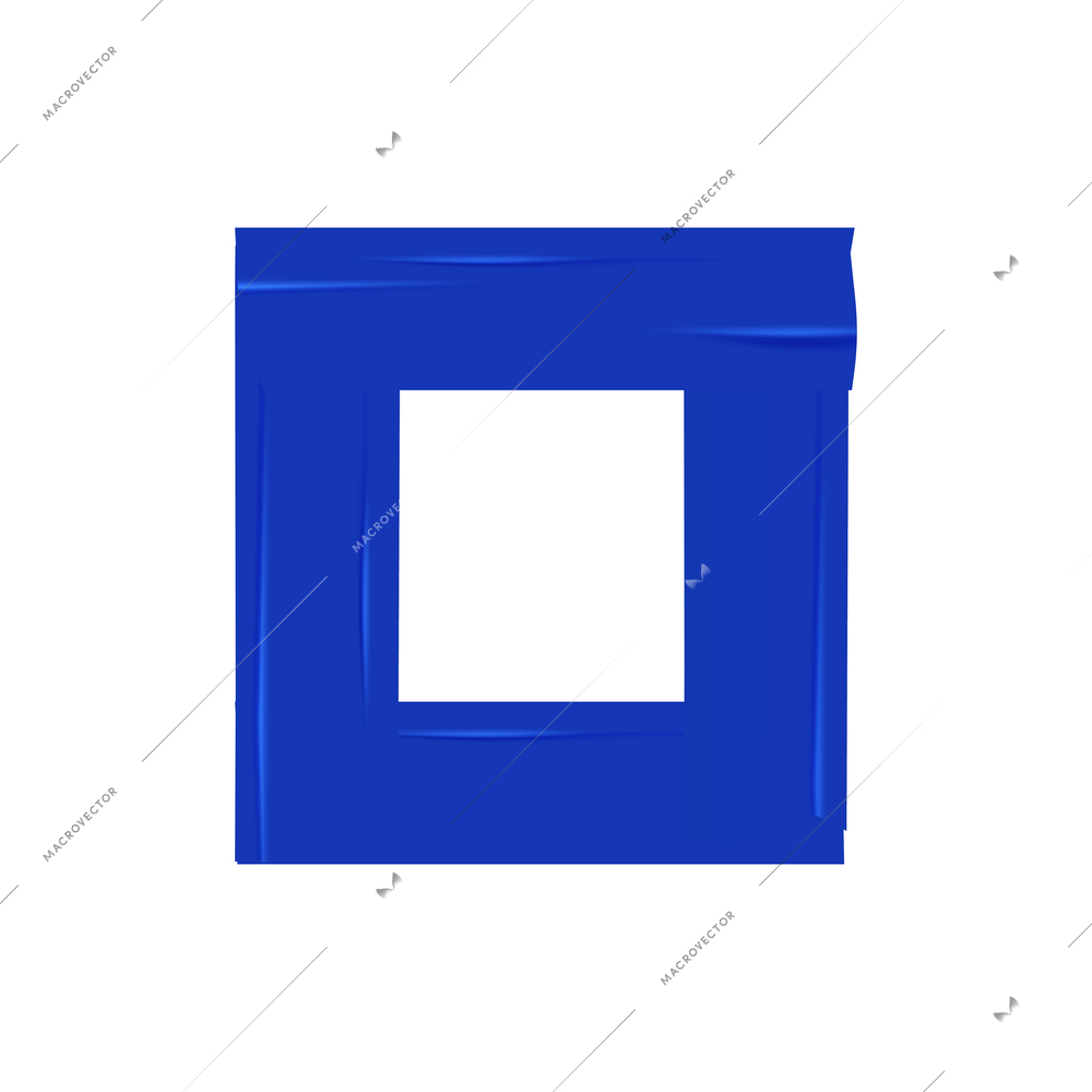 Pieces of blue adhesive paper stuck in square shape realistic vector illustration