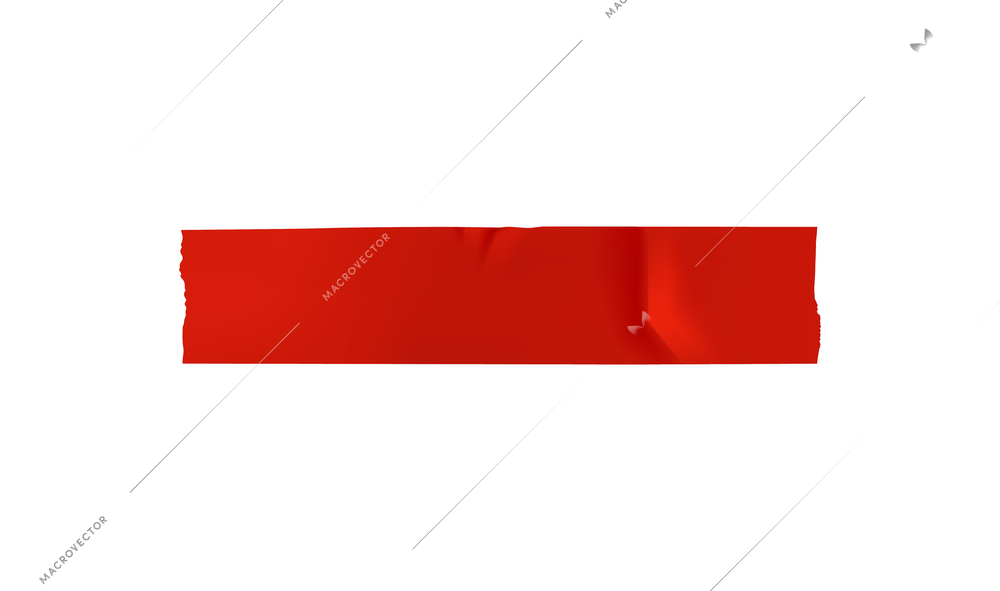 Piece of torn red adhesive paper realistic vector illustration