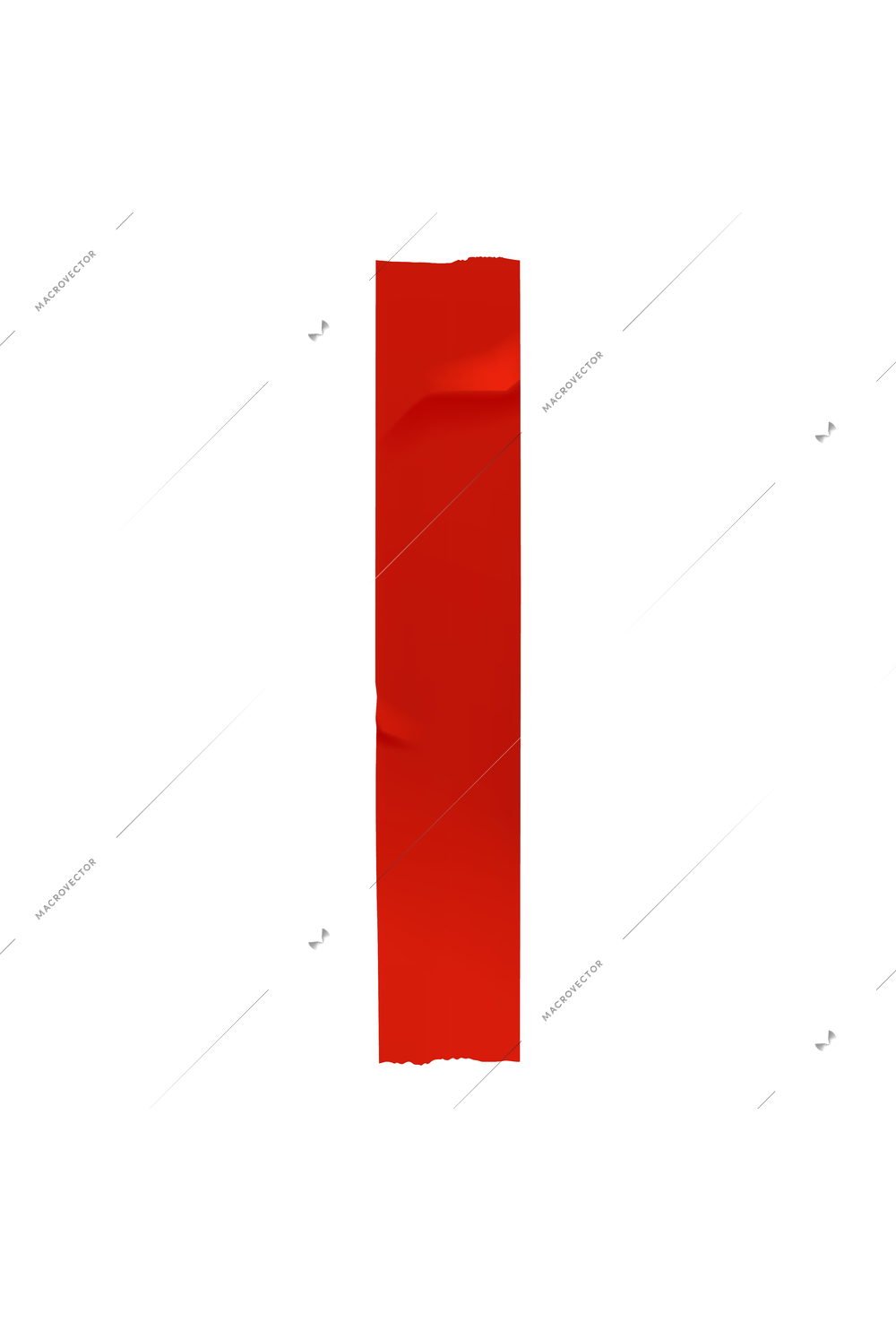 Realistic red vertical adhesive tape piece vector illustration