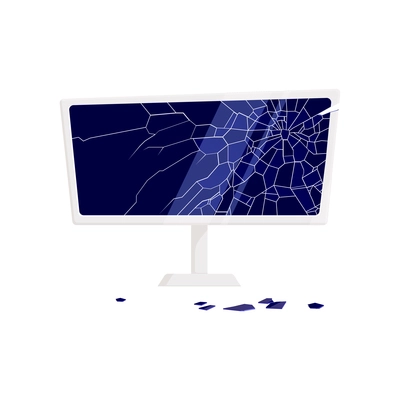 Broken appliance icon with flat broken computer screen vector illustration