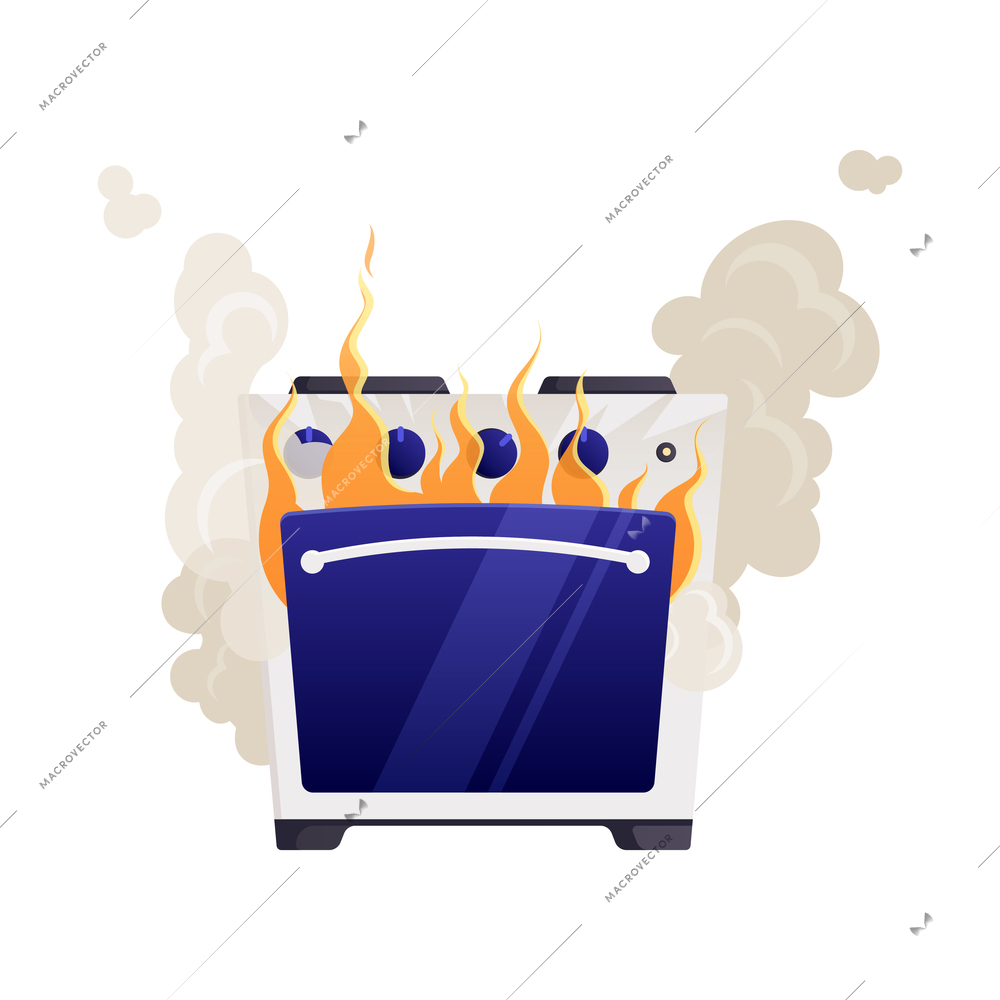 Broken burning cooker flat icon on white background vector illustration