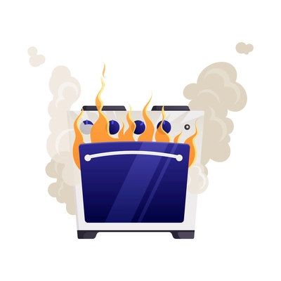 Broken burning cooker flat icon on white background vector illustration