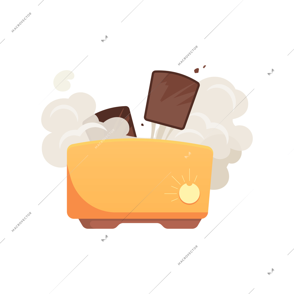 Flat broken toaster icon on white background vector illustration