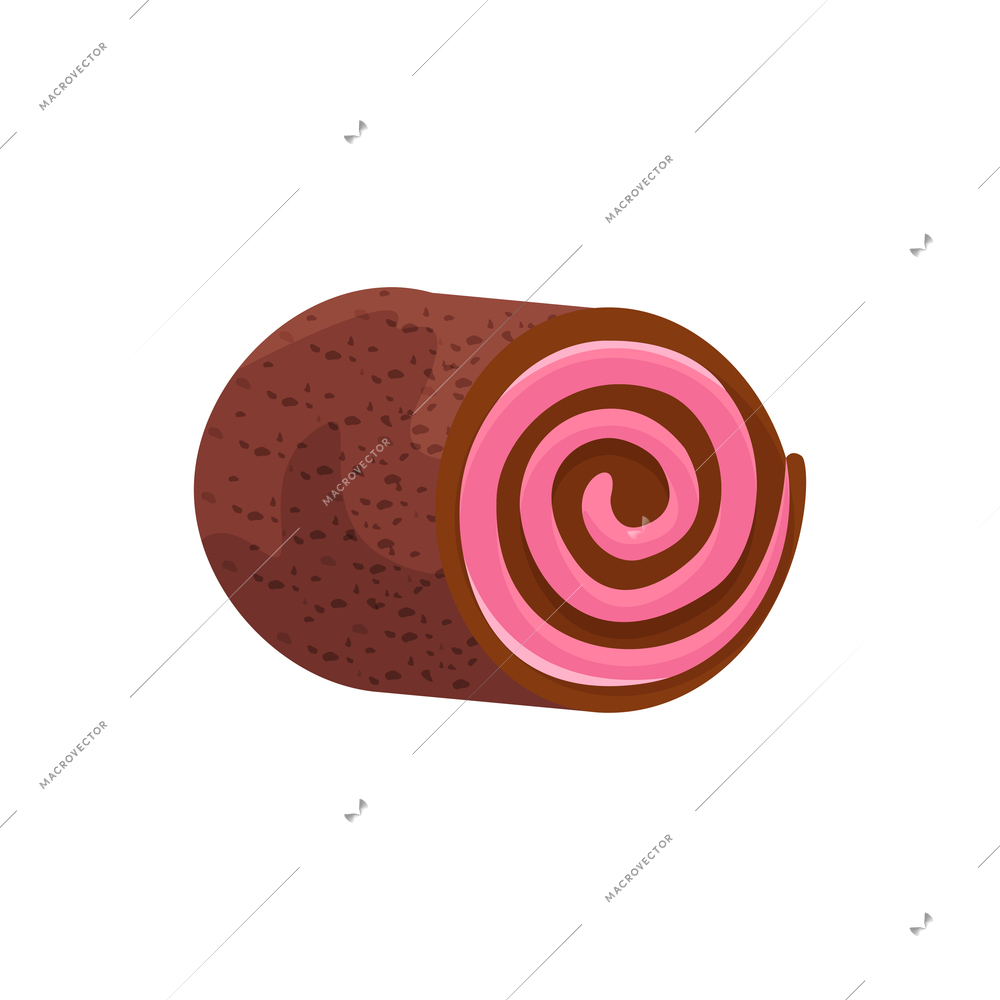 Delicious fruit or berry jelly roll piece flat icon vector illustration