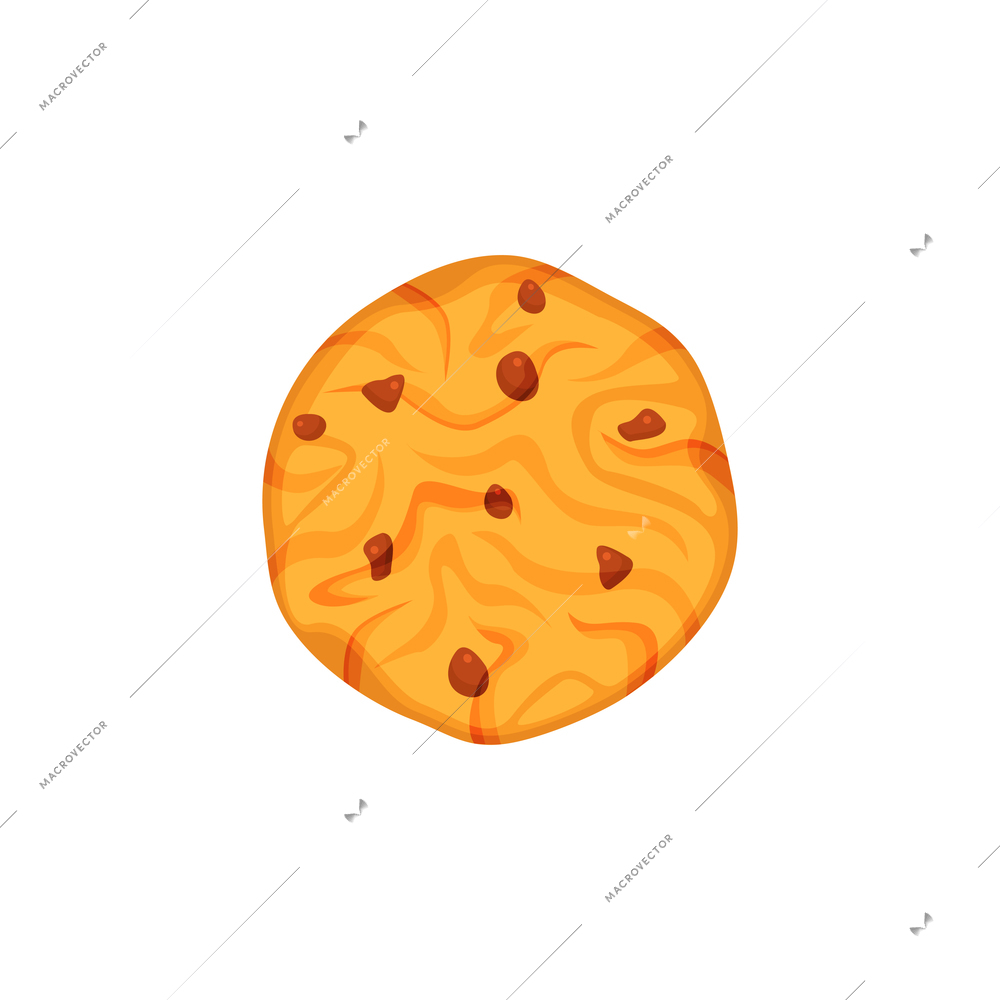 Flat icon of american cookie with chocolate pieces vector illustration