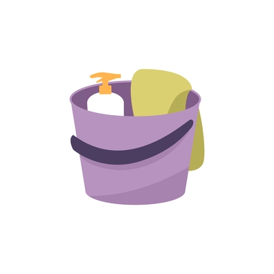 Cleaning tools in bucket flat vector illustration