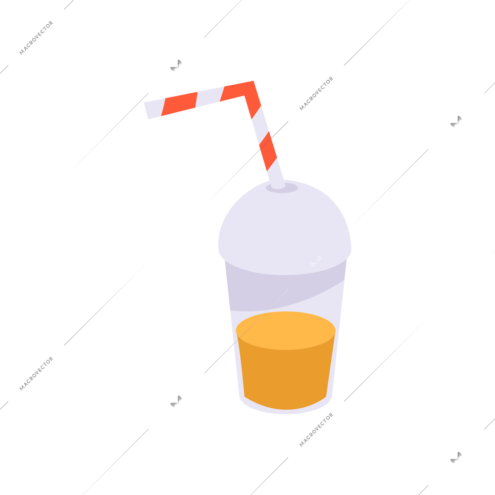 Hotel flat icon with orange cocktail in plastic glass vector illustration