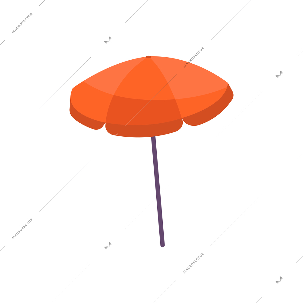 Flat icon of big orange beach umbrella vector illustration