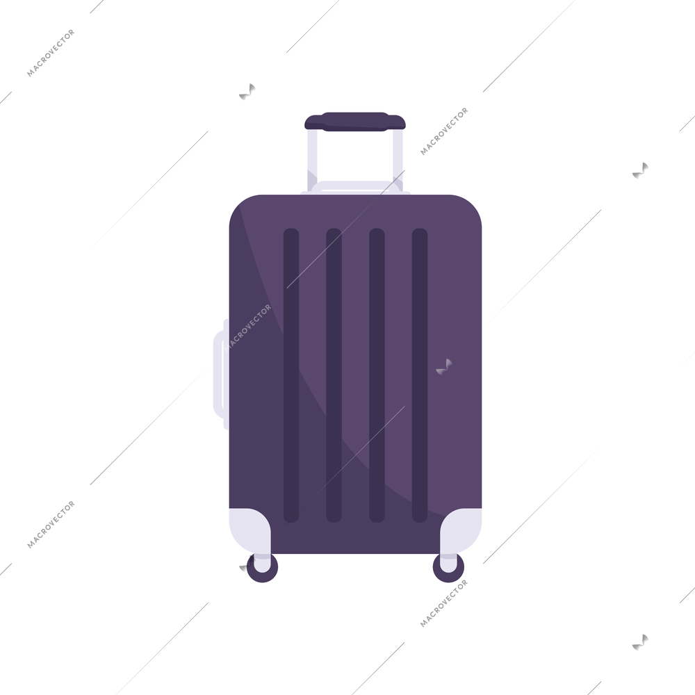 Flat icon of dark luggage bag on white background vector illustration