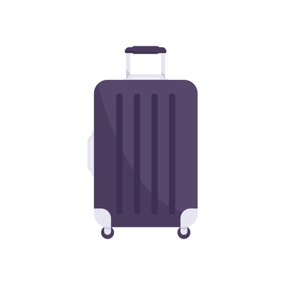Flat icon of dark luggage bag on white background vector illustration