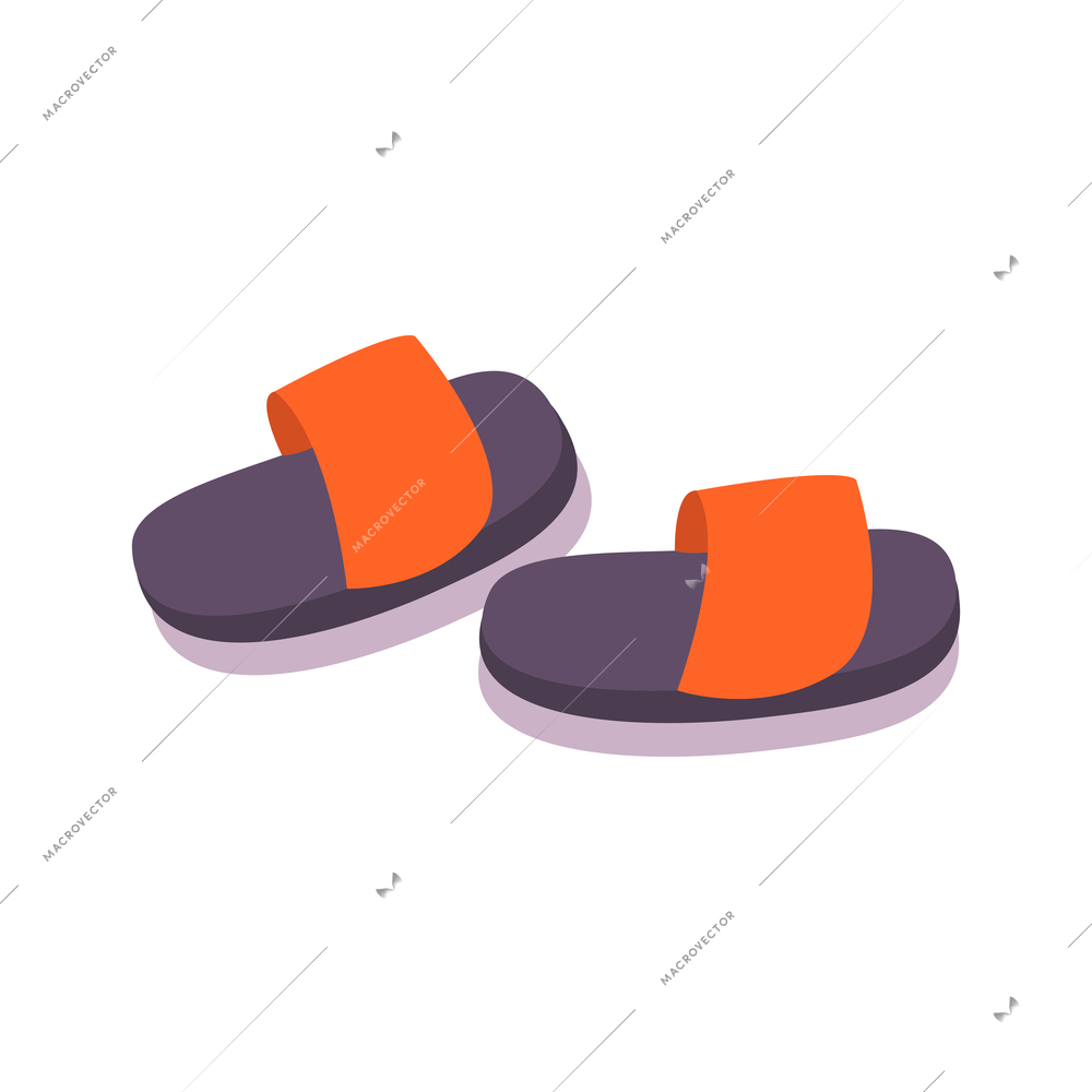 Colorful summer beach slippers on white background flat vector illustration