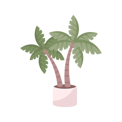 House palm in white pot flat icon vector illustration