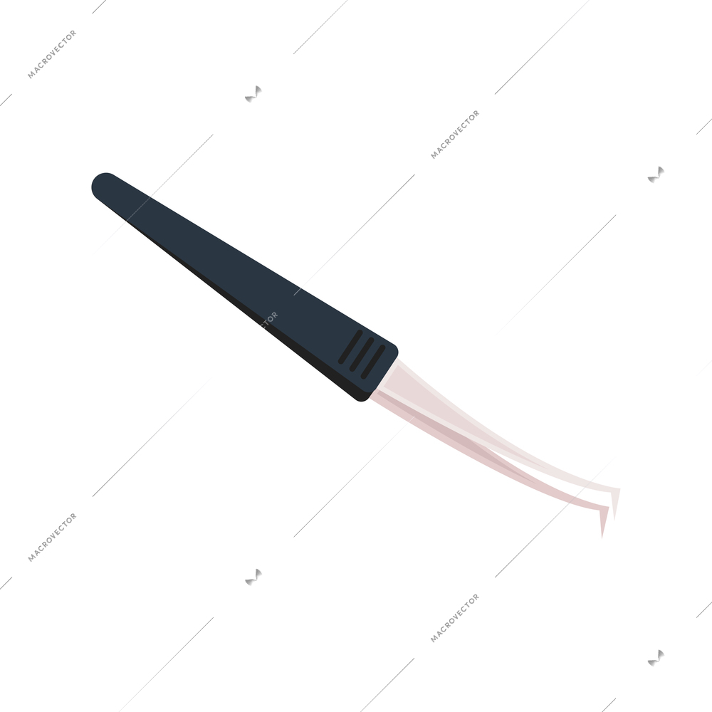 Metal tweezers with plastic handle on white background flat vector illustration