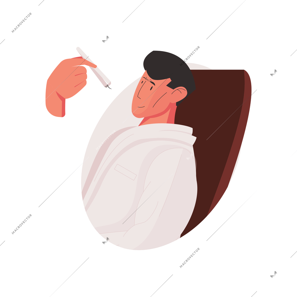 Flat cosmetology icon with man having his eyebrows plucked vector illustration