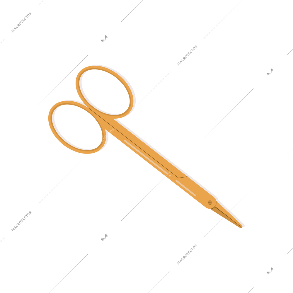 Flat golden scissors icon on white background vector illustration