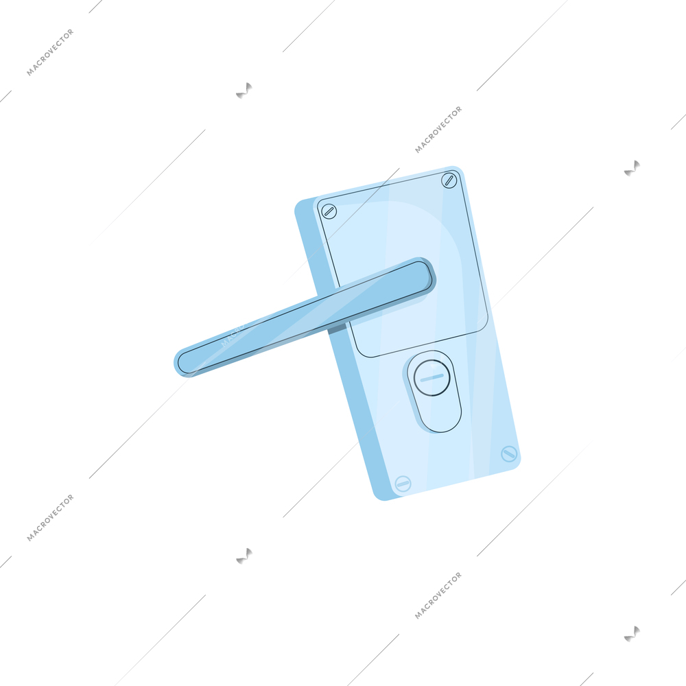 Steel door handle with lock flat icon on white background vector illustration