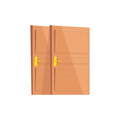 Two flat wooden doors with handles on white background vector illustration