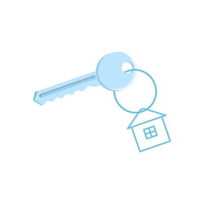 Flat door key with pendant in shape of house vector illustration