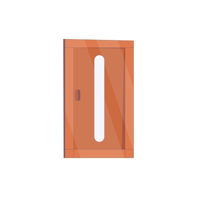 Modern brown wooden door with glass flat icon on white background vector illustration