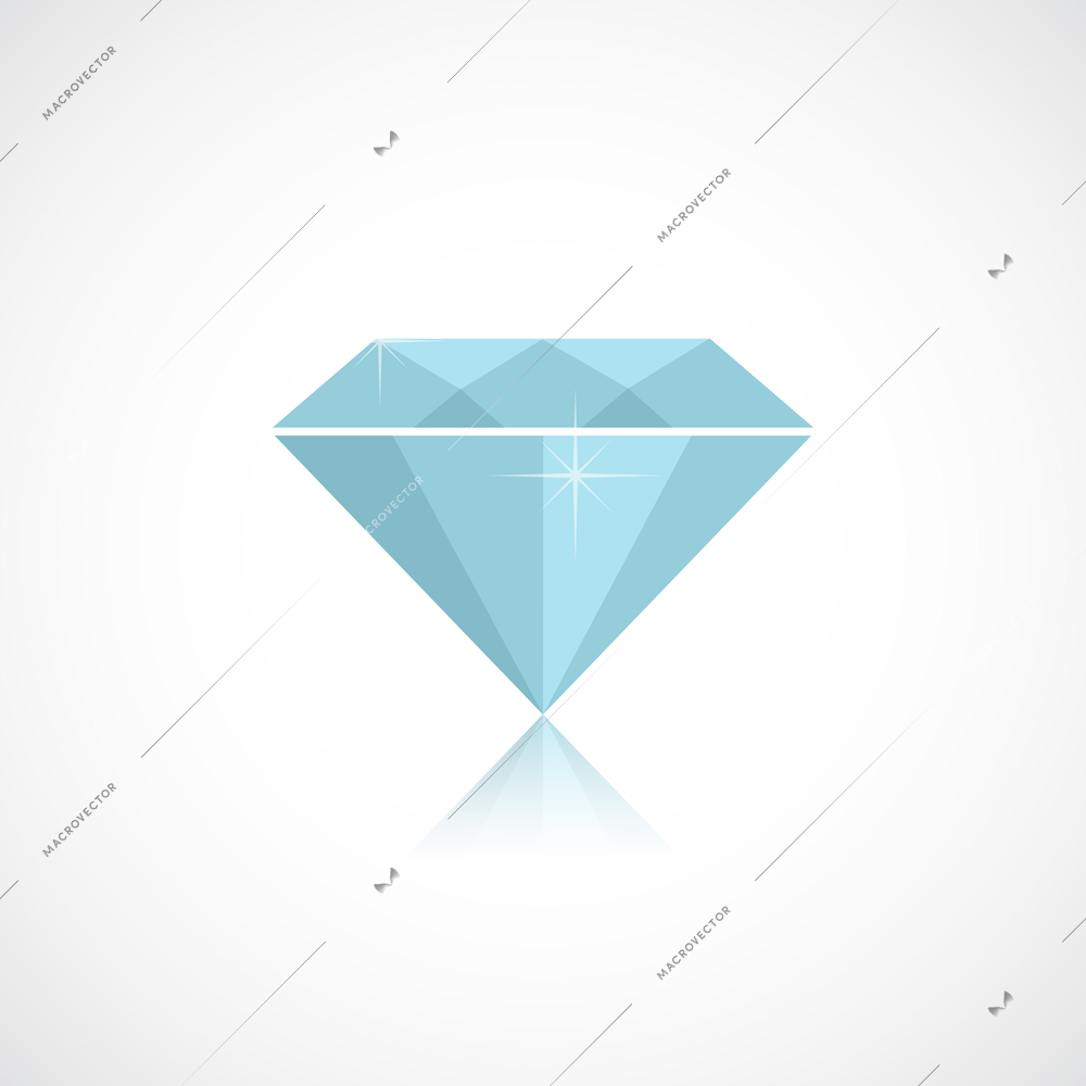 Blue shiny diamond isolated on white background vector illustration