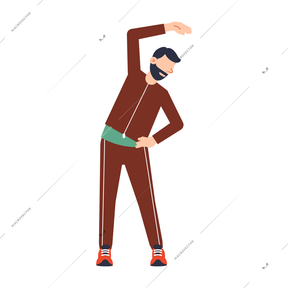 Man in sportswear doing fitness flat vector illustration