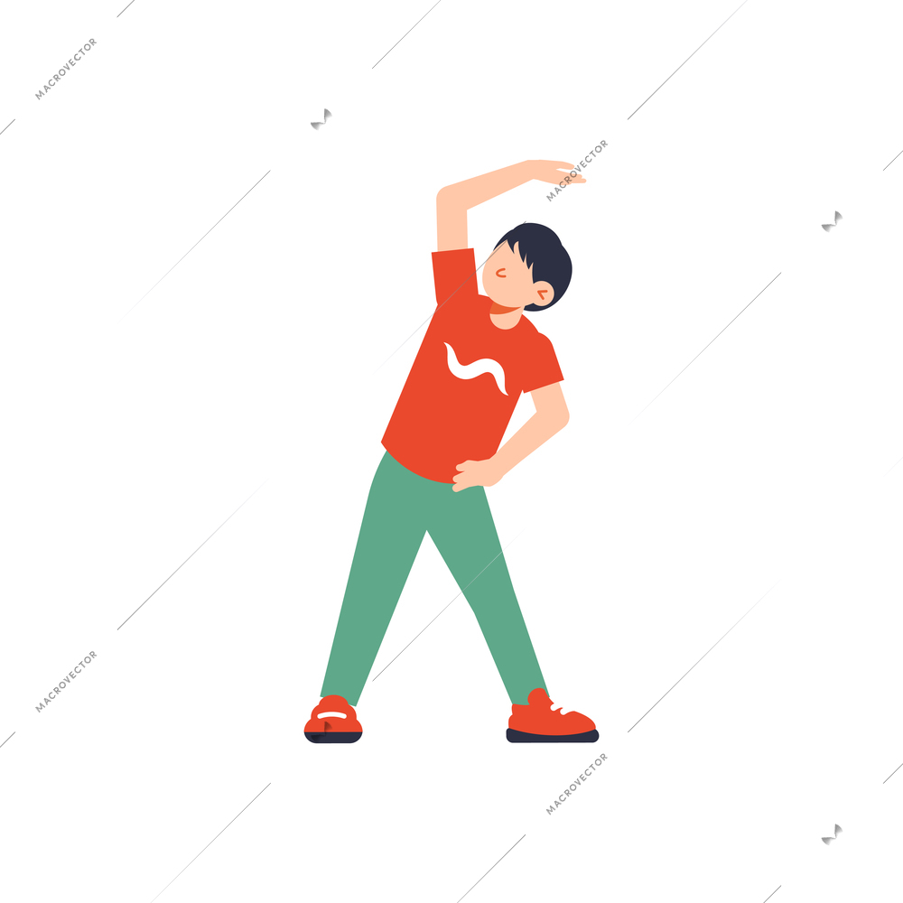 Boy doing sport flat icon on white background vector illustration