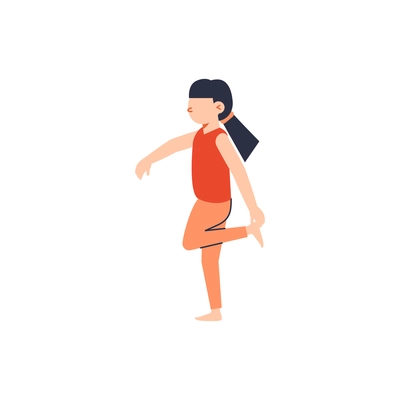 Icon of little girl doing yoga flat vector illustration