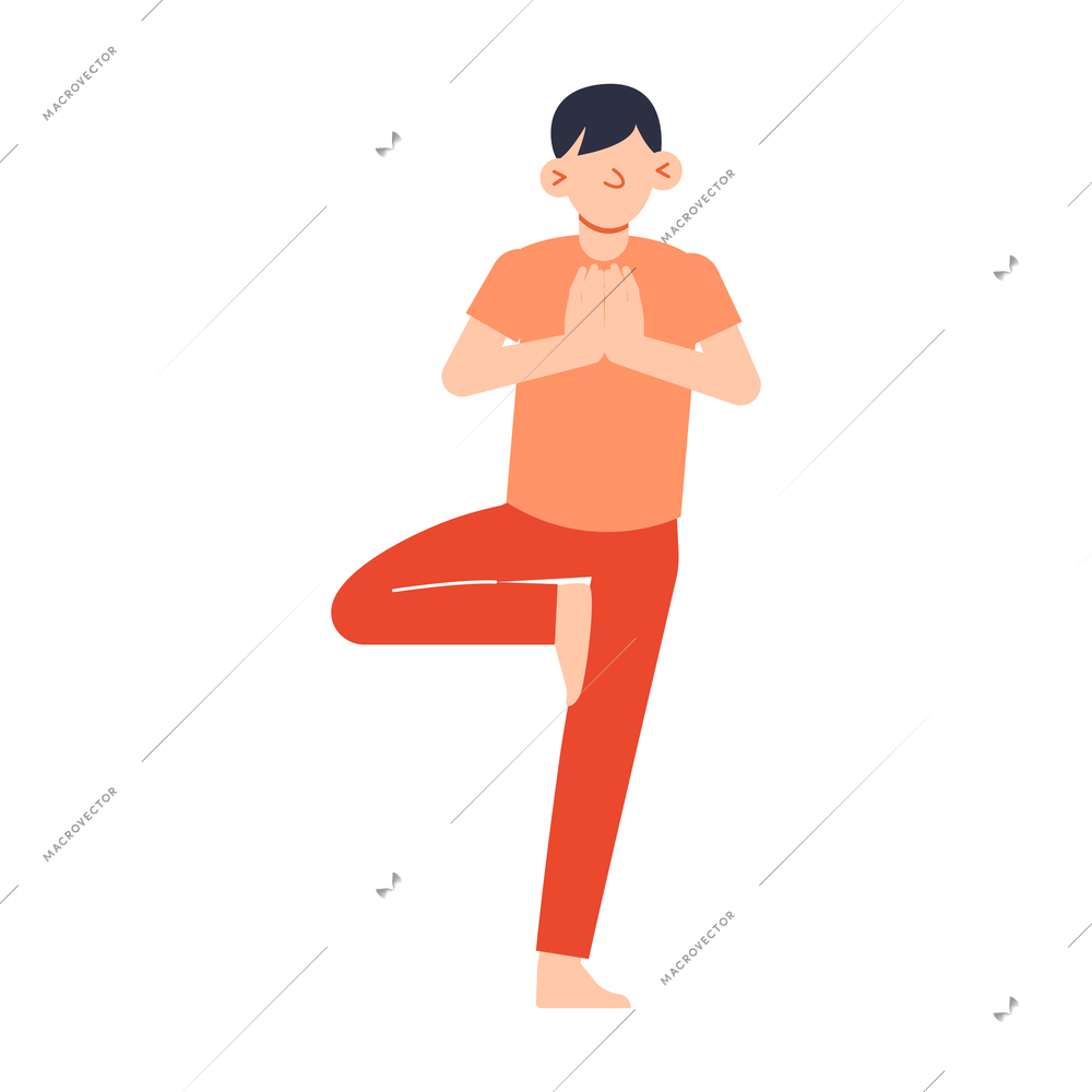 Flat kid practising yoga icon on white background vector illustration