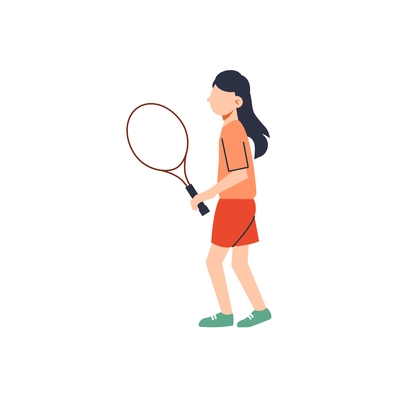 Girl with tennis racket flat icon on white background vector illustration