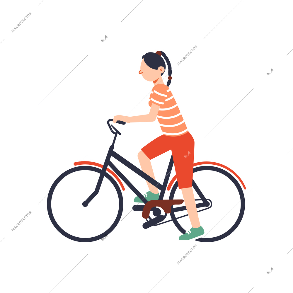 Cycling girl flat icon on white background vector illustration