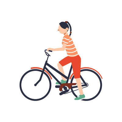 Cycling girl flat icon on white background vector illustration