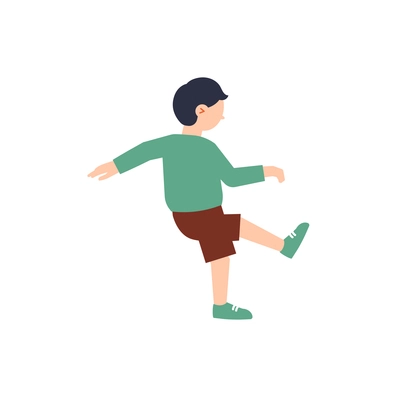 Flat design icon with boy doing sport exercise vector illustration