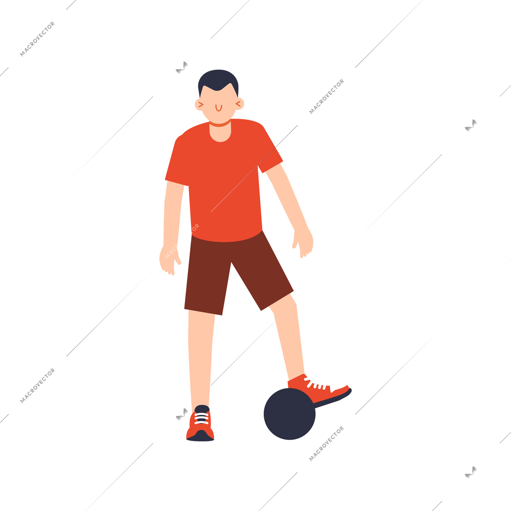 Fitness flat icon of man playing with ball vector illustration