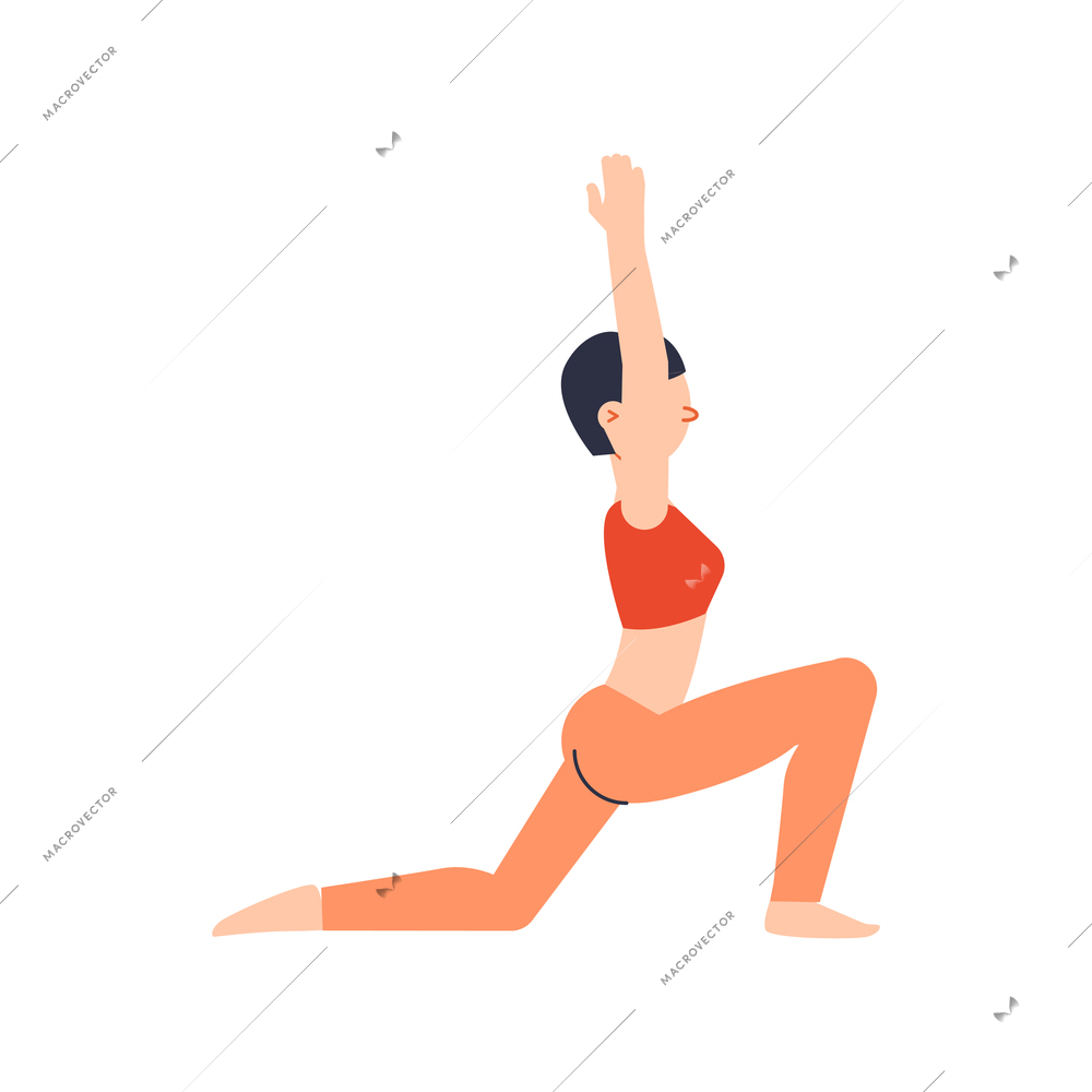 Woman practising yoga asana flat vector illustration