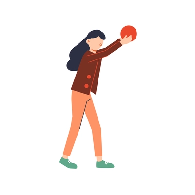 Sport flat design icon with girl throwing ball vector illustration