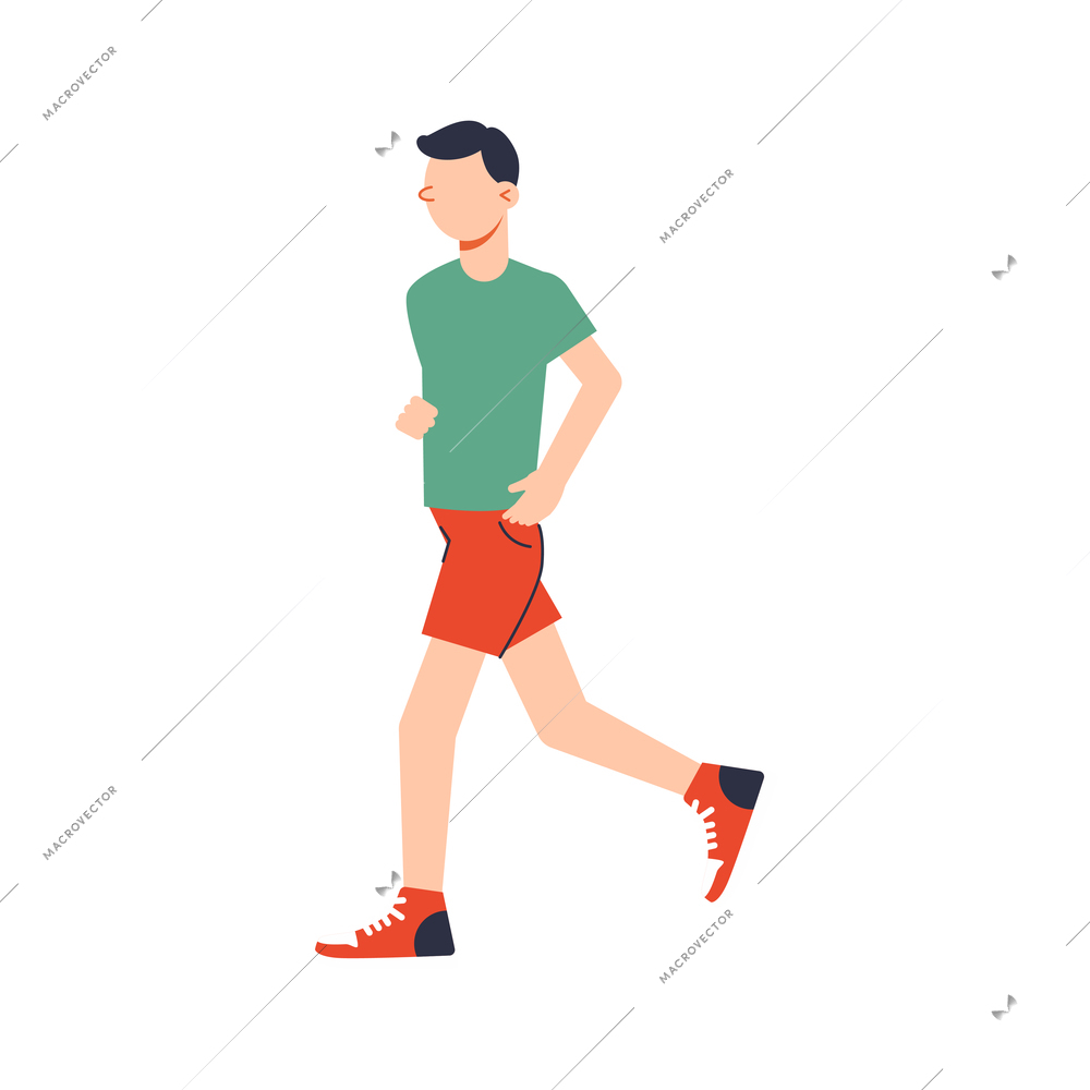 Running man fitness flat icon on white background vector illustration