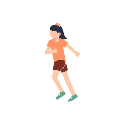 Running girl doing sport flat vector illustration