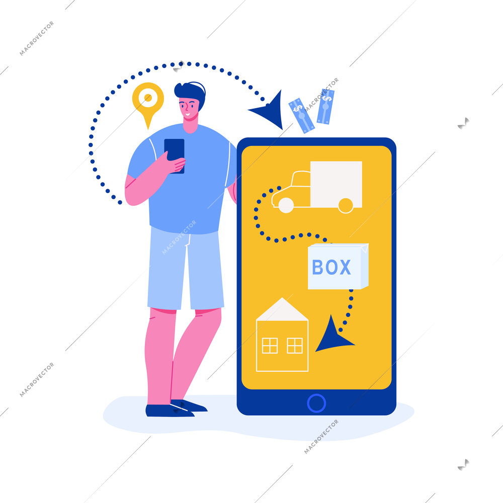 Flat concept of shopping online on website or mobile app vector illustration