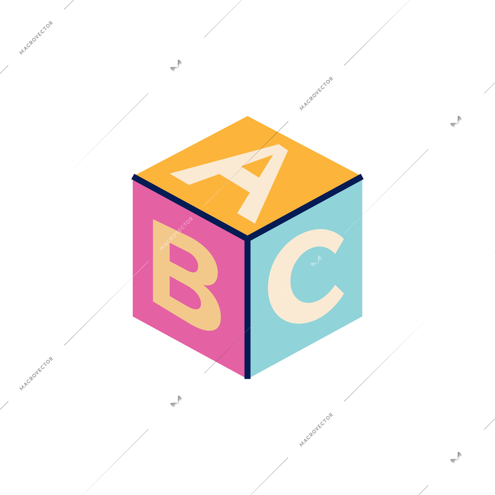 Doodle icon of colorful childish alphabet cube with letters a b c vector illustration