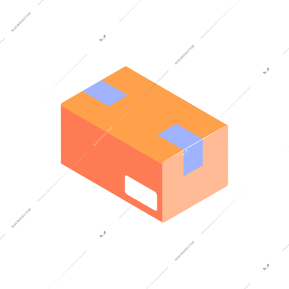 Sealed orange isometric box icon on white background 3d vector illustration