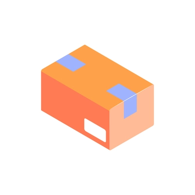 Sealed orange isometric box icon on white background 3d vector illustration