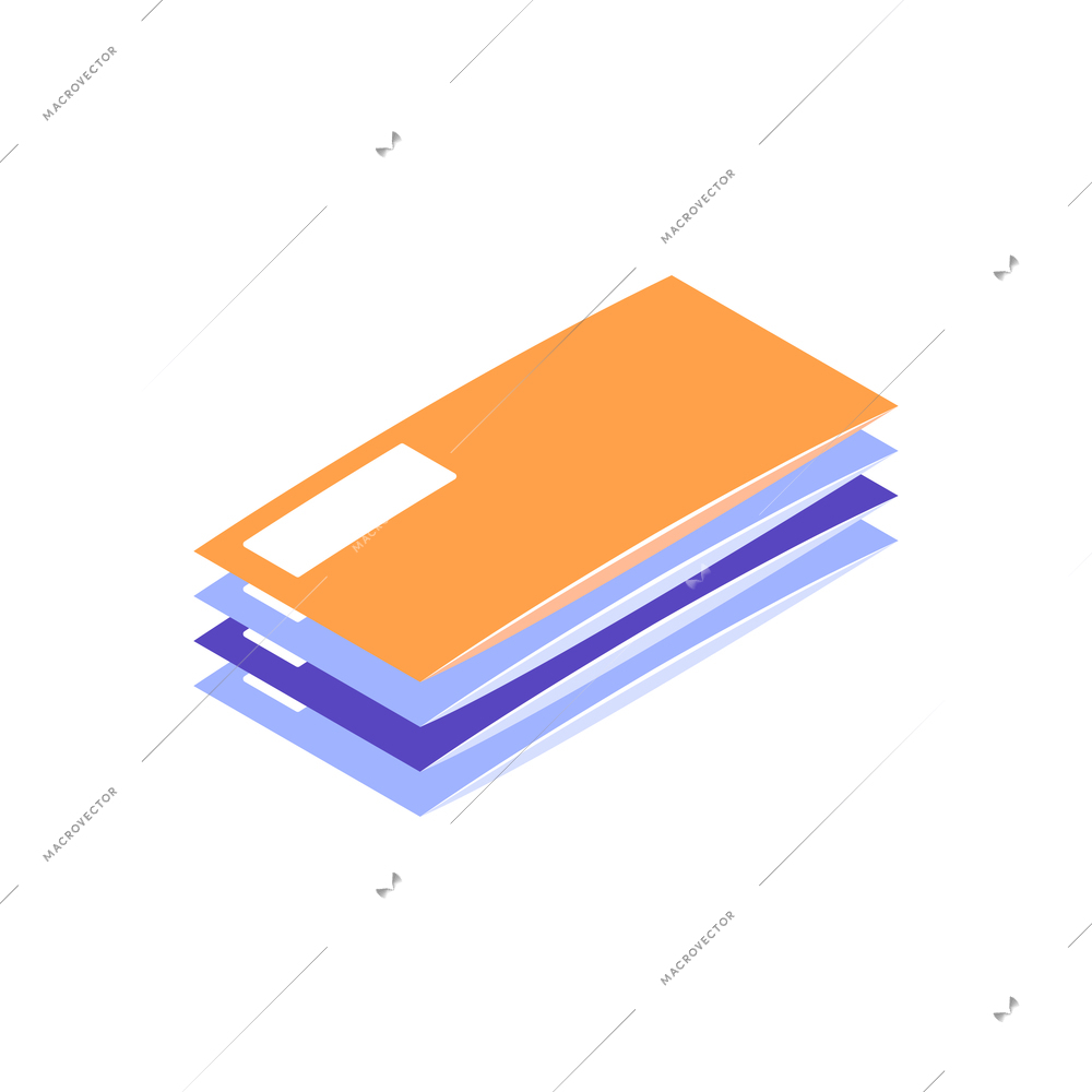 Stack of letters in colorful envelopes 3d isometric icon vector illustration