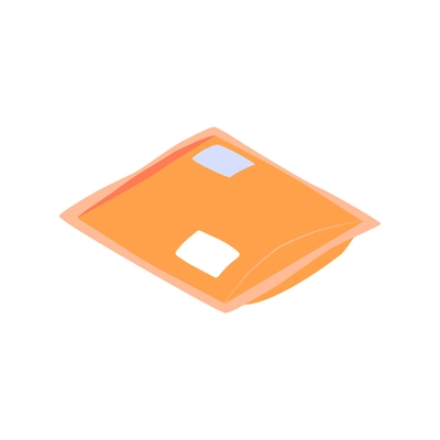 Isometric icon of postal item in orange package 3d vector illustration