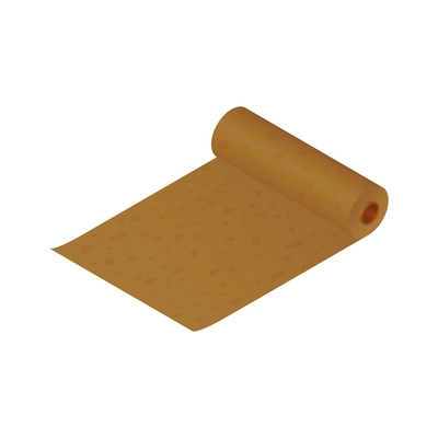 Blank brown paper roll for wrapping 3d isometric vector illustration