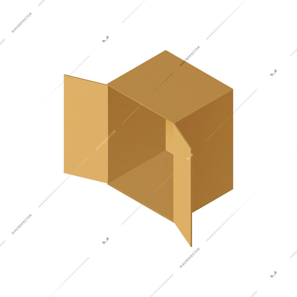 Empty packaging cardboard 3d box isometric vector illustration