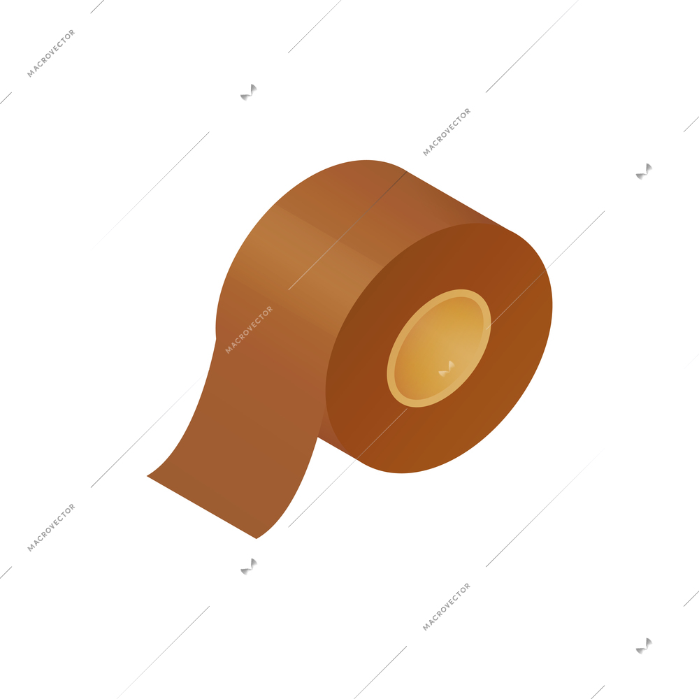 Roll of brown sticky tape 3d isometric vector illustration