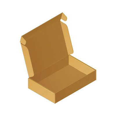 Open cardboard recyclable box isometric mockup 3d vector illustration