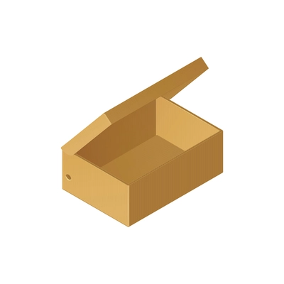 Isometric icon of opened cardboard box 3d vector illustration